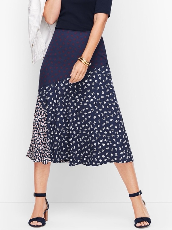 Talbots Dresses & Skirts - Talbots navy blue floral midi skirt, size 8
